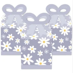 Big Dot Of Happiness Purple Daisy Flowers - Square Favor Gift Boxes - Floral Party Bow Boxes - Set Of 12
