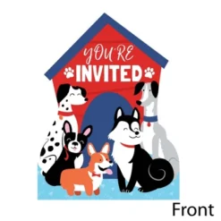 Big Dot Of Happiness Pawty Like A Puppy - Shaped Fill-in Invitations - Dog Baby Shower Or Birthday Party Invitation Cards With Envelopes - Set Of 12