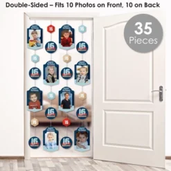 Big Dot Of Happiness Boy 16th Birthday - Sweet Sixteen Birthday Party Vertical Photo Garland 35 Pieces