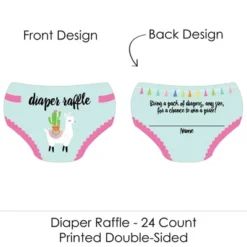Big Dot Of Happiness Whole Llama Fun - Diaper Shaped Raffle Ticket Inserts - Llama Fiesta Baby Shower Activities - Diaper Raffle Game - Set Of 24
