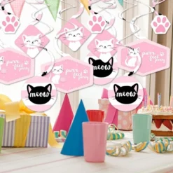 Big Dot Of Happiness Purr-fect Kitty Cat - Kitten Meow Baby Shower Or Birthday Party Hanging Decor - Party Decoration Swirls - Set Of 40