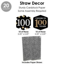 Big Dot Of Happiness Adult 100th Birthday - Gold - Birthday Party Favors And Cupcake Kit - Fabulous Favor Party Pack - 100 Pieces -Aurora Party Sales GUEST 4bc08a23 3393 430b a7f1 d229a46bda58