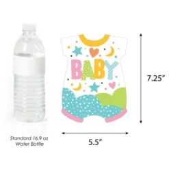 Big Dot Of Happiness Colorful Baby Shower - Baby Bodysuit, Rattle, Bottle, Diaper Decorations DIY Gender Neutral Party Essentials - Set Of 20 -Aurora Party Sales GUEST 4c32cfeb 286b 4712 b3a9 d330fadbbd06