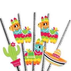 Big Dot Of Happiness Pinata Party - Paper Straw Decor - Colorful Fiesta Striped Decorative Straws - Set Of 24 -Aurora Party Sales GUEST 4c5da2e1 8e5a 472f 9443 5a7a447907a3