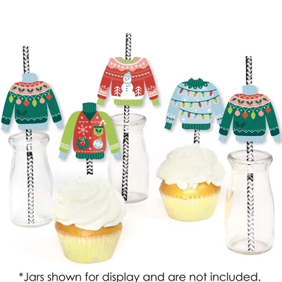 Big Dot Of Happiness Colorful Christmas Sweaters - Paper Straw Decor - Ugly Sweater Holiday Party Striped Decorative Straws - Set Of 24 3 Big Dot Of Happiness Colorful Christmas Sweaters - Paper Straw Decor - Ugly Sweater Holiday Party Striped Decorative Straws - Set Of 24 - Image 3