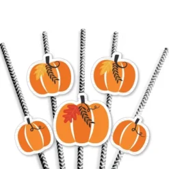 Big Dot Of Happiness Fall Pumpkin - Paper Straw Decor - Halloween Or Thanksgiving Party Striped Decorative Straws - Set Of 24 -Aurora Party Sales GUEST 4c91b730 a1d8 4736 816e f1bd068b9129