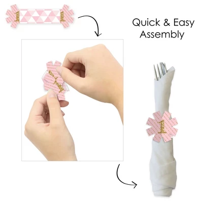 Big Dot Of Happiness 1st Birthday Girl - Fun To Be One - First Birthday Party Paper Napkin Holder - Napkin Rings - Set Of 24 3 Big Dot Of Happiness 1st Birthday Girl - Fun To Be One - First Birthday Party Paper Napkin Holder - Napkin Rings - Set Of 24 - Image 3