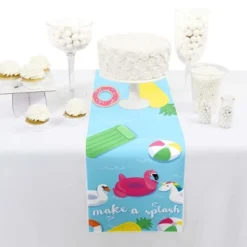Big Dot Of Happiness Make A Splash - Pool Party - Petite Summer Swimming Party Or Birthday Party Paper Table Runner - 12 X 60 Inches