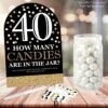 Big Dot Of Happiness Adult 40th Birthday - Gold - How Many Candies Birthday Party Game - 1 Stand And 40 Cards - Candy Guessing Game
