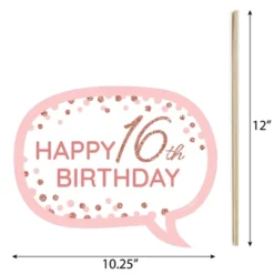 Big Dot Of Happiness Funny 16th Pink Rose Gold Birthday - Happy Birthday Party Photo Booth Props Kit - 10 Piece -Aurora Party Sales GUEST 4f3895a3 5c14 4e15 b763 a746f7f66c52