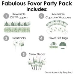 Big Dot Of Happiness Boho Botanical - Greenery Party Favors And Cupcake Kit - Fabulous Favor Party Pack - 100 Pieces