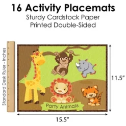 Big Dot Of Happiness Funfari - Fun Safari Jungle - Paper Birthday Party Coloring Sheets - Activity Placemats - Set Of 16 -Aurora Party Sales GUEST 4fc1506c 396a 48f3 8254 59dd8fe668bc