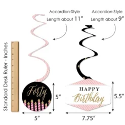 Big Dot Of Happiness Chic 40th Birthday - Pink, Black And Gold - Birthday Party Hanging Decor - Party Decoration Swirls - Set Of 40 -Aurora Party Sales GUEST 4fed4f94 ab32 4a60 ae6f bf0ff0aabb4a