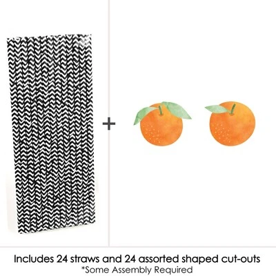 Big Dot Of Happiness Little Clementine - Paper Straw Decor - Orange Citrus Baby Shower Or Birthday Party Striped Decorative Straws - Set Of 24 2 Big Dot Of Happiness Little Clementine - Paper Straw Decor - Orange Citrus Baby Shower Or Birthday Party Striped Decorative Straws - Set Of 24 - Image 2