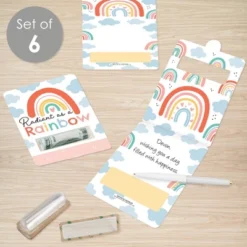 Big Dot Of Happiness Hello Rainbow - DIY Assorted Boho Baby Shower And Birthday Cash Holder Gift - Funny Money Cards - Set Of 6