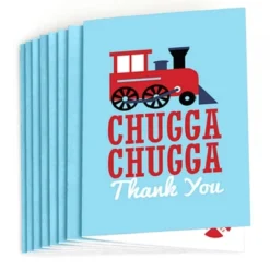 Big Dot Of Happiness Railroad Party Crossing - Steam Train Birthday Party Or Baby Shower Thank You Cards (8 Count)