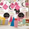 Big Dot Of Happiness Chic Happy Birthday - Pink, Black And Gold - Birthday Party Hanging Decor - Party Decoration Swirls - Set Of 40