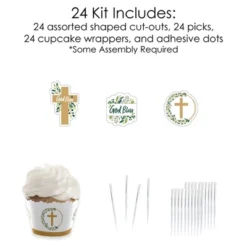 Big Dot Of Happiness Elegant Cross - Cupcake Decoration - Religious Party Cupcake Wrappers And Treat Picks Kit - Set Of 24 -Aurora Party Sales GUEST 52528404 a1c6 4035 82b1 e0052c7e43ff