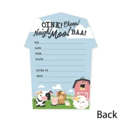 Big Dot Of Happiness Girl Farm Animals - Shaped Fill-In Invitations Pink Barnyard Baby Shower Or Birthday Party Invitation Cards With Envelopes 12 Ct -Aurora Party Sales GUEST 529990d4 c964 408e 91ae 7d9e235c739d