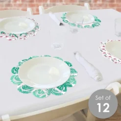 Big Dot Of Happiness Pink Flamingo - Tropical Summer Party Round Table Decorations - Paper Chargers - Place Setting For 12