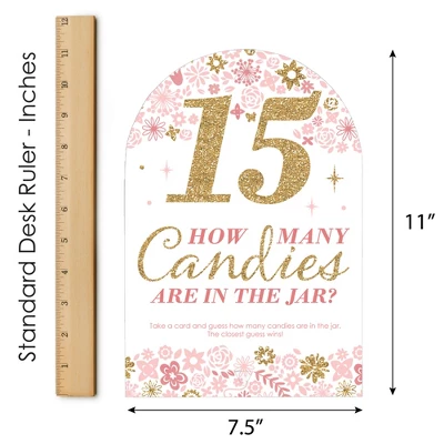 Big Dot Of Happiness Mis Quince Anos - How Many Candies Quinceanera Sweet 15 Birthday Party Game - 1 Stand And 40 Cards - Candy Guessing Game 5 Big Dot Of Happiness Mis Quince Anos - How Many Candies Quinceanera Sweet 15 Birthday Party Game - 1 Stand And 40 Cards - Candy Guessing Game - Image 5