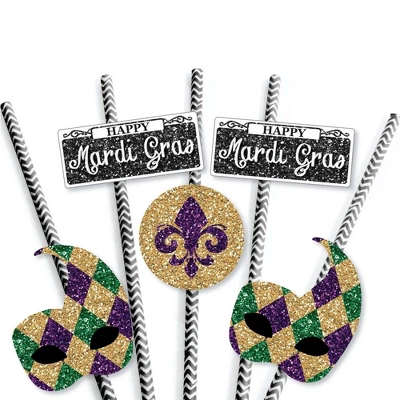 Big Dot Of Happiness Mardi Gras Paper Straw Decor - Masquerade Party Striped Decorative Straws - Set Of 24 4 Big Dot Of Happiness Mardi Gras Paper Straw Decor - Masquerade Party Striped Decorative Straws - Set Of 24 - Image 4