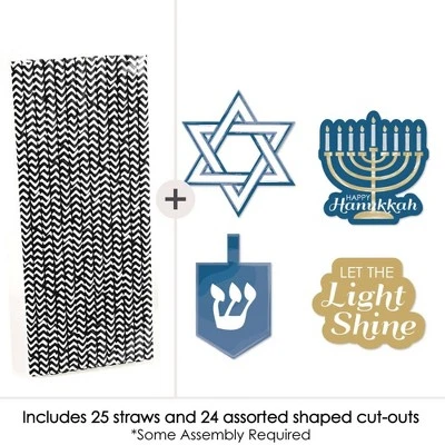 Big Dot Of Happiness Happy Hanukkah Paper Straw Decor - Hanukkah Party Striped Decorative Straws - Set Of 24 2 Big Dot Of Happiness Happy Hanukkah Paper Straw Decor - Hanukkah Party Striped Decorative Straws - Set Of 24 - Image 2