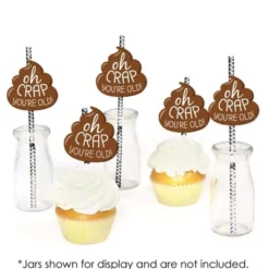 Big Dot Of Happiness Oh Crap, You're Old - Paper Straw Decor - Poop Birthday Party Striped Decorative Straws - Set Of 24 -Aurora Party Sales GUEST 55dec896 d708 482d bc36 005b64369b7e