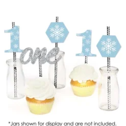 Big Dot Of Happiness Onederland - Paper Straw Decor - Holiday Snowflake Winter Wonderland Birthday Party Striped Decorative Straws - Set Of 24 -Aurora Party Sales GUEST 56098736 fd7a 40b5 a3d0 c6693eae4e85
