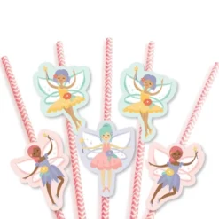 Big Dot Of Happiness Let's Be Fairies - Paper Straw Decor - Fairy Garden Birthday Party Striped Decorative Straws - Set Of 24 -Aurora Party Sales GUEST 56406f60 a8f9 4ba0 8f8f c6d33a9d1055