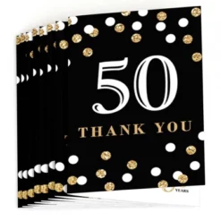 Big Dot Of Happiness Adult 50th Birthday - Gold - Birthday Party Thank You Cards (8 Count)