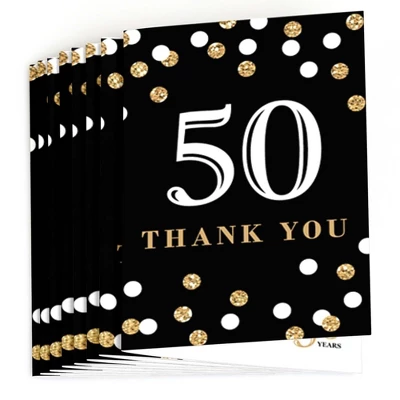 Big Dot Of Happiness Adult 50th Birthday - Gold - Birthday Party Thank You Cards (8 Count) 1 Big Dot Of Happiness Adult 50th Birthday - Gold - Birthday Party Thank You Cards (8 Count)