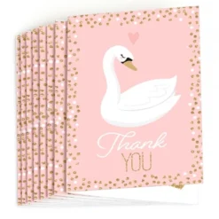 Big Dot Of Happiness Swan Soiree - White Swan Baby Shower Or Birthday Party Thank You Cards (8 Count)