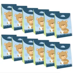 Big Dot Of Happiness Baby Boy Teddy Bear - Baby Shower Gift Favor Bags - Party Goodie Boxes - Set Of 12 -Aurora Party Sales GUEST 5828bfdb c3a0 4de1 9620 6a204d13d284