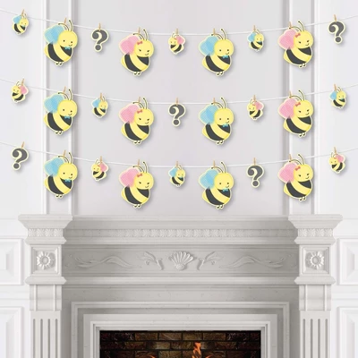 Big Dot Of Happiness What Will It Bee - Gender Reveal DIY Decorations - Clothespin Garland Banner - 44 Pieces 2 Big Dot Of Happiness What Will It Bee - Gender Reveal DIY Decorations - Clothespin Garland Banner - 44 Pieces - Image 2