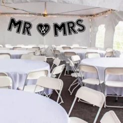 Big Dot Of Happiness Mr. And Mrs. - Large Black And White Wedding Or Bridal Shower Decorations - Mr & Mrs - Outdoor Letter Banner