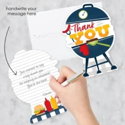 Big Dot Of Happiness Fire Up The Grill - Shaped Thank You Cards - Summer BBQ Picnic Party Thank You Note Cards With Envelopes - Set Of 12