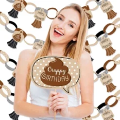 Big Dot Of Happiness Oh Crap, You're Old - Banner And Photo Booth Decorations - Poop Birthday Party Supplies Kit - Doterrific Bundle