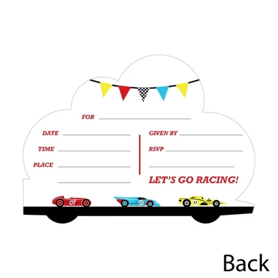 Big Dot Of Happiness Let's Go Racing - Racecar - Shaped Fill-in Invites - Birthday Party Or Baby Shower Invite Cards With Envelopes - Set Of 12 2 Big Dot Of Happiness Let's Go Racing - Racecar - Shaped Fill-in Invites - Birthday Party Or Baby Shower Invite Cards With Envelopes - Set Of 12 - Image 2