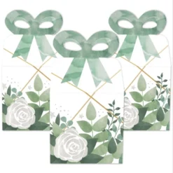 Big Dot Of Happiness Boho Botanical - Square Favor Gift Boxes - Greenery Party Bow Boxes - Set Of 12