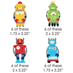 Big Dot Of Happiness Gear Up Robots - Paper Straw Decor - Birthday Party Or Baby Shower Striped Decorative Straws - Set Of 24