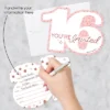 Big Dot Of Happiness 16th Pink Rose Gold Birthday - Shaped Fill-In Invitations - Happy Birthday Party Invitation Cards With Envelopes - Set Of 12