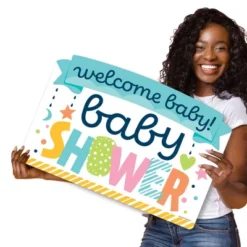 Big Dot Of Happiness Colorful Baby Shower - Gender Neutral Party Yard Sign Lawn Decorations - Welcome Baby Party Yardy Sign -Aurora Party Sales GUEST 5b3721df e696 4370 9270 df809f13c493