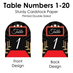 Big Dot Of Happiness Red Carpet Hollywood - Movie Night Party Double-Sided 5 X 7 Inches Cards - Table Numbers - 1-20 -Aurora Party Sales GUEST 5b98cc9b 7038 481d a423 aa0626b46a51