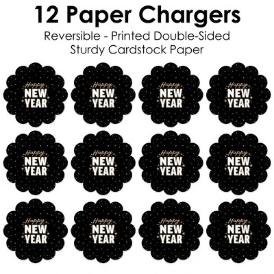 Big Dot Of Happiness Hello New Year - NYE Party Round Table Decorations - Paper Chargers - Place Setting For 12 4 Big Dot Of Happiness Hello New Year - NYE Party Round Table Decorations - Paper Chargers - Place Setting For 12 - Image 4