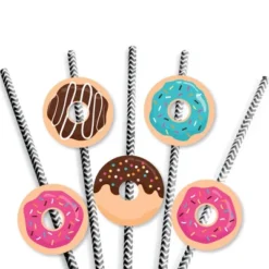 Big Dot Of Happiness Donut Worry, Let's Party - Paper Straw Decor - Doughnut Party Striped Decorative Straws - Set Of 24 -Aurora Party Sales GUEST 5c5ea5b1 db7e 4610 8320 d800d1830612