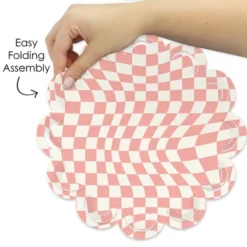 Big Dot Of Happiness Pink Checkered Party - Round Table Decorations - Paper Chargers - Place Setting For 12 -Aurora Party Sales GUEST 5ce573b3 0c75 43fc 9262 013e3d75af62
