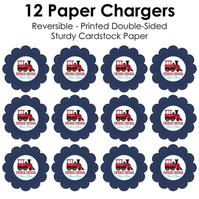 Big Dot Of Happiness Railroad Party Crossing - Steam Train Birthday Party Or Baby Shower Round Table Decorations - Paper Chargers Place Setting For 12 4 Big Dot Of Happiness Railroad Party Crossing - Steam Train Birthday Party Or Baby Shower Round Table Decorations - Paper Chargers Place Setting For 12 - Image 4