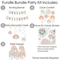 Big Dot Of Happiness Hello Rainbow - Boho Baby Shower And Birthday Party Supplies - Banner Decoration Kit - Fundle Bundle