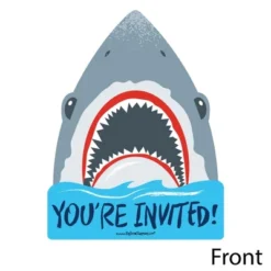 Big Dot Of Happiness Shark Zone - Shaped Fill-In Invites - Jawsome Party Or Birthday Party Invite Cards With Envelopes - Set Of 12